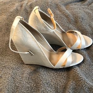 Vince Camuto Lace Wedges Ivory